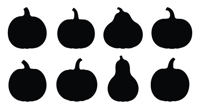 Pumpkin silhouettes on a white background
