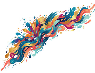 Obraz premium Vibrant colorful paint splashes, abstract fluid art, swirling streaks, dynamic motion graphics element, colorful wave