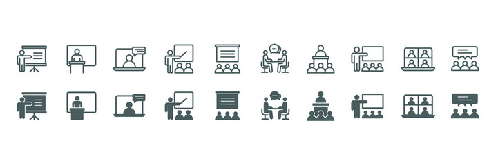 Business training icon set. Workshop and education symbol. Vector illustration. © tulpu