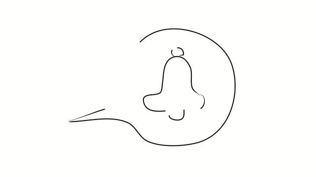 Notification message, new message, new event. Contour drawing, silhouett animation. Continuous line. Isolated on white. Video 4k object illustration self-drawing. Object construction. Minimalist conti