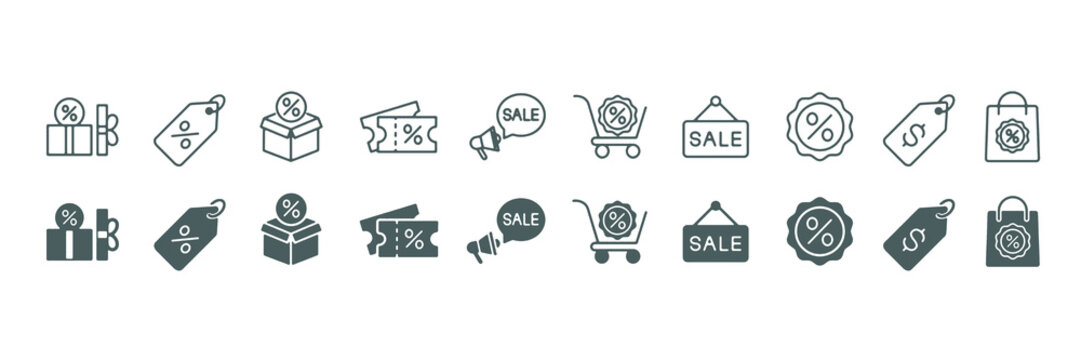 Discount icon set. Price tags and promotion symbol. Vector illustration.