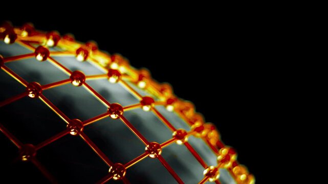 Seamless loop of warm orange gold glass network with geometric structure