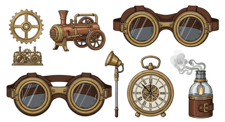 Steampunk goggles clock gear train. © Fauzi