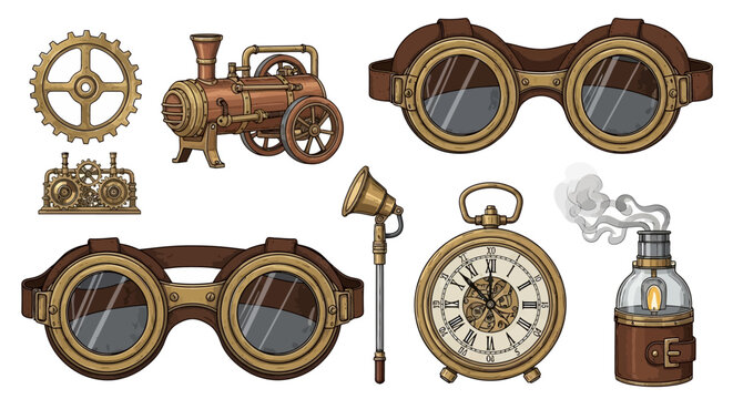 Steampunk goggles clock gear train.