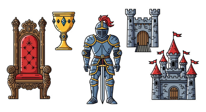 Medieval Knight in Armor Standing.
