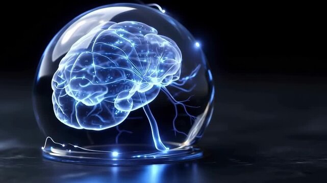 How digital art demonstrates brain activity with lights and effects inside a dome structure at a tech event focused on innovation and creativity.
