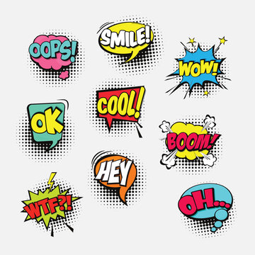 comic theme bubble chat set
