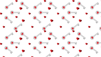 Seamless Heart Key Pattern Romantic Love Vector Background for Valentine Day Gift Wrap and Creative Textile Design © Momina