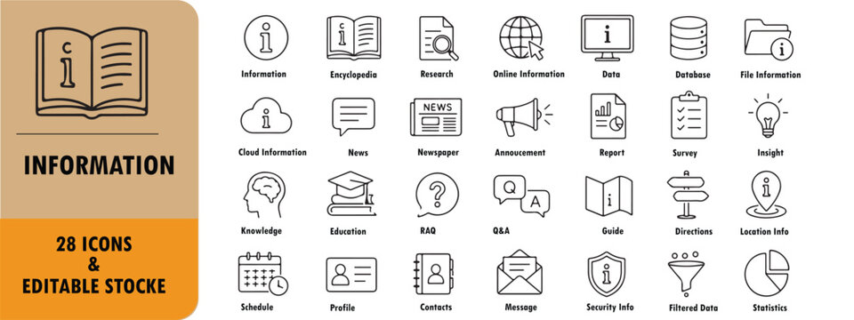 Set of information line icons
