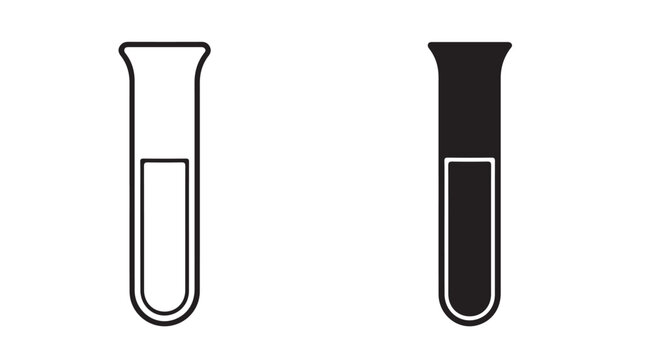 Minimal Test Tube Icon - Laboratory Research and Science Symbol