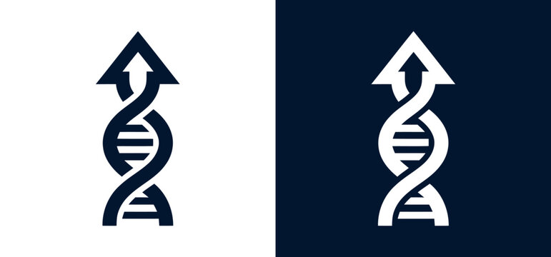 23andme logo with dna helix creates an upward arrow. Ideal for genetic, scientific, medical, and biotech concepts and designs.