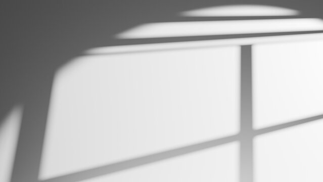 Simple window shadow overlay. Sunlight casting gobo light effect on empty wall.