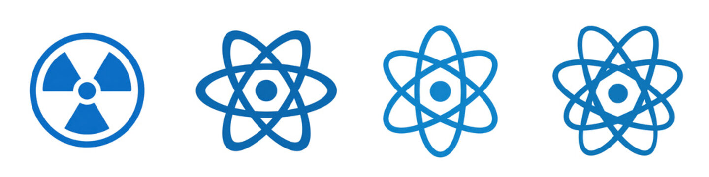 Blue icon nuclear png logo transparent for chemical presentation.