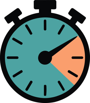 Colorful stopwatch icon, flat vector illustration, time tracking symbol, productivity concept, countdown timer design, business efficiency graphic, modern style artwork