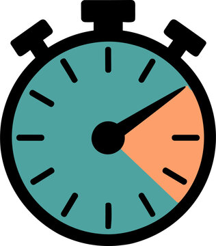 Colorful stopwatch icon, flat vector illustration, time tracking symbol, productivity concept, countdown timer design, business efficiency graphic, modern style artwork