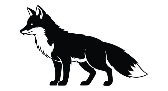 Fox silhouette black and white animal profile silhouette