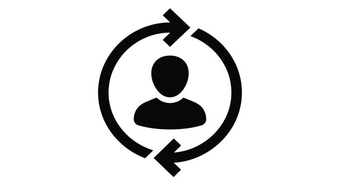 user profile refresh icon circular arrow around person silhouette