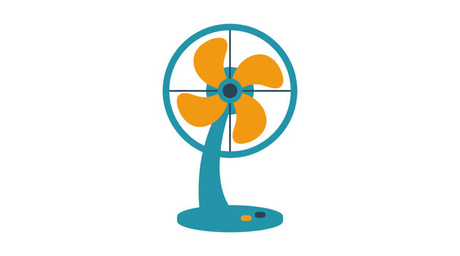 Electric Fan With Orange Blades.