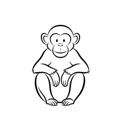 Obraz premium Cute cartoon monkey sitting line art illustration