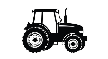 Farm tractor silhouette against a white background © MST