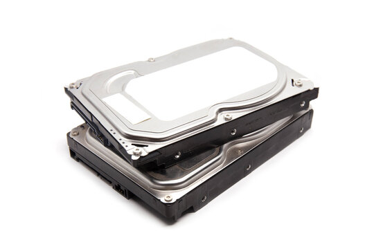  Old hard disk drive isolated on white background