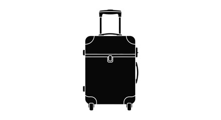Fototapeta premium Rolling suitcase on white background black silhouette