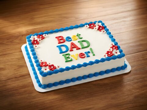 Father's day cake with colorful 'best dad ever' message