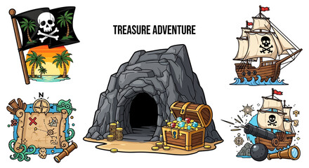 Pirate Treasure Chest with Gold Coins. © noky