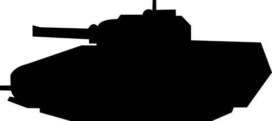 Military armored vehicle tank silhouette in black flat style featuring combat transport carrier artillery machine army defense war icon bundle © Sattar