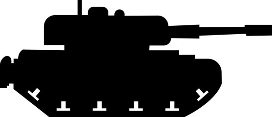 Military armored vehicle tank silhouette in black flat style featuring combat transport carrier artillery machine army defense war icon bundle © Sattar