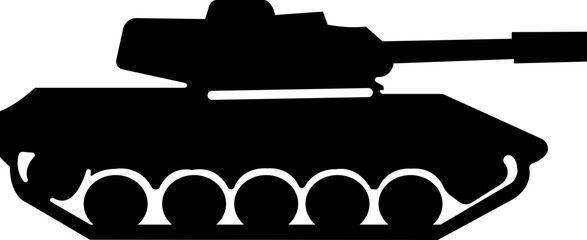 Military armored vehicle tank silhouette in black flat style featuring combat transport carrier artillery machine army defense war icon bundle © Sattar