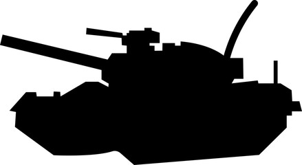 Military armored vehicle tank silhouette in black flat style featuring combat transport carrier artillery machine army defense war icon bundle © Sattar
