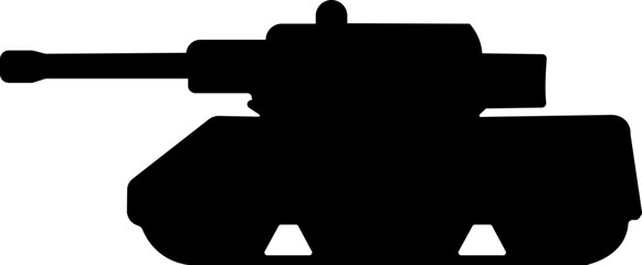 Military armored vehicle tank silhouette in black flat style featuring combat transport carrier artillery machine army defense war icon bundle © Sattar