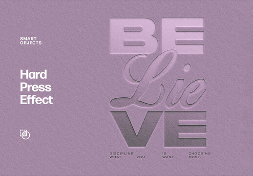Hard Press Text Effect &ndash; Debossed Typography for Logo, Poster & Branding (PSD)