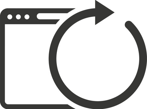 Minimalist browser refresh icon vector, web page reload symbol, circular arrow update button for user interface design and software navigation