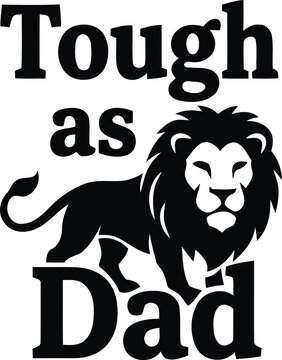 Tough as nails dad holding small child in strong arms vector illustration