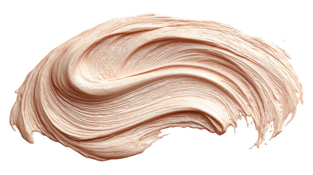 Ivory tinted BB cream smear with air-whipped texture,  isolated on white background. Transparent background