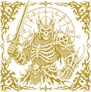 Skeleton King With Sword Art illustration