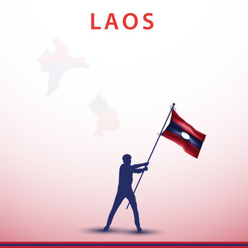 Laos national pride runner with flag
