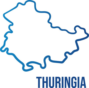 Thuringia State Simplified Map Outline, Germany, Minimal Blue Gradient Vector, Isolated on Transparent Background