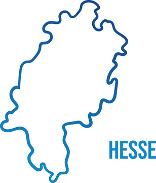 Hesse State Simplified Map Outline, Germany, Minimal Blue Gradient Vector, Isolated on Transparent Background