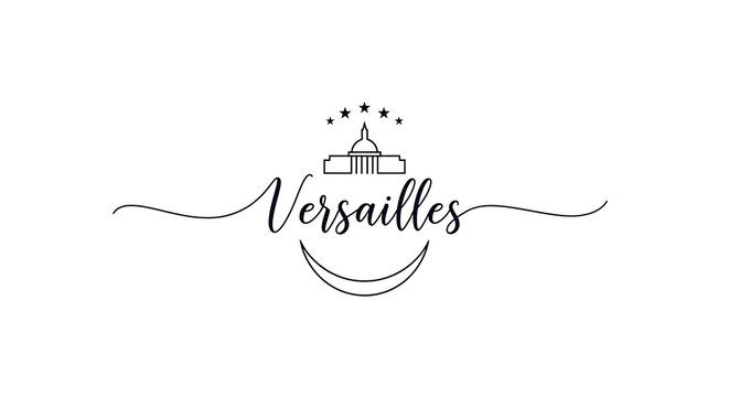 Versailles elegant cursive logo design with castle icon