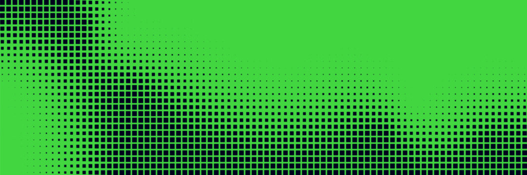 Green bitmap pixel background with gradient pattern effect and 8bit art. Neon disintegration effect with geometric particle dispersion.