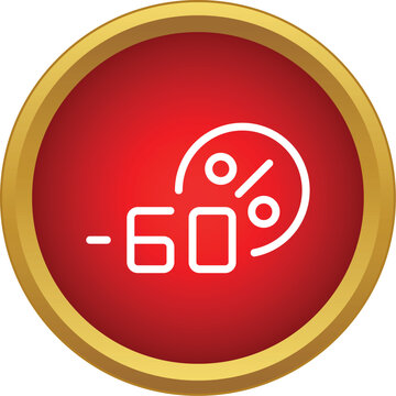 Red circle icon outlining 60 percent off for retail sales offer