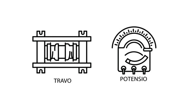 Electrical Components: Resistor and Potentiometer Line Art Icons