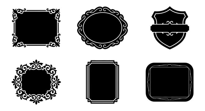 Ornate Decorative Frames Collection, Vintage Flourish Borders, Elegant Emblem Shapes, Classic Vignette Elements, Vector Set for Design