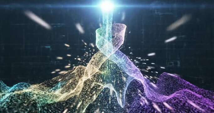 Abstract visualization of dynamic waveforms showcasing colorful patterns in a digital space