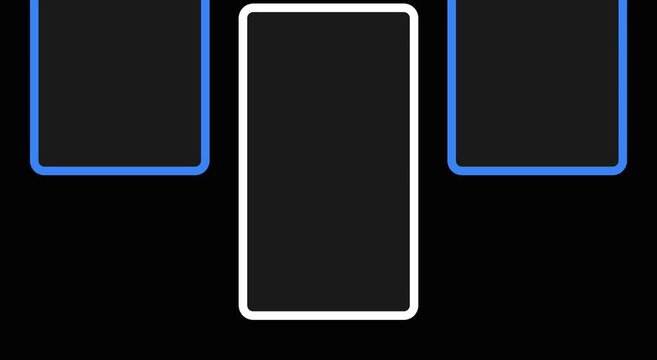 Abstract animated frames motion with glowing blue and animation white borders
