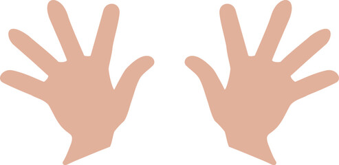 Fototapeta premium Skin tone pair of open hands vector isolated on white. Two realistic palm icons in flat style. Used in healthcare, body language, and educational material graphics.