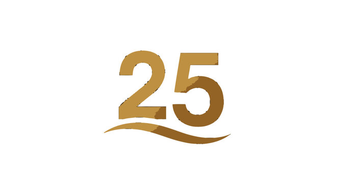 Celebrating Quarter-Century: A minimalist emblem boldly displays the number '25', subtly accentuated with elegant curves, marking a significant milestone or anniversary.